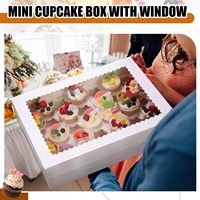 Boîtes jetables pour cupcakes et muffins avec fenêtre, en carton blanc découpé, mini-boîtes à cupcakes