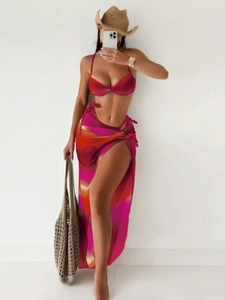 Baishiwei 2025 été femmes complet maillots de bain <span class=keywords><strong>Ensemble</strong></span> mode impression Bandeau tressé corde Bikini jupe <span class=keywords><strong>ensemble</strong></span> brésilien natation - Product Image 4