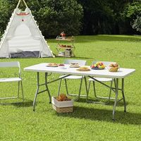 Ensemble de table et chaises de jardin rectangulaires pliantes modernes et robustes en HDPE blanc pour 10 personnes, 6 pieds et 8 pieds, vente en gros