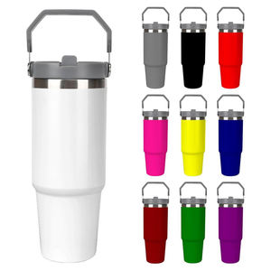 Taza de Café de Viaje de 30 oz con Logotipo Personalizado, Taza Térmica de Acero Inoxidable de 30 oz, Vaso con Pajita Abatible y Asa - Product Image 1