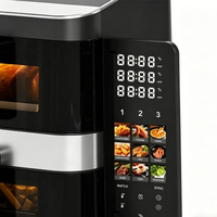 Freidora de Aire Eléctrica Anbolife de Fábrica con Funciones para Hornear Pizza, 7L + 5L + Cesta Doble de 12 Pulgadas, Pantalla LCD Táctil Plegable
