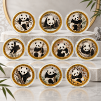 Médaillon Panda Peinture à l'Encre Chinoise 2026, Art Populaire Forêt des Dix Bambous, Boîtier Plaqué Fer