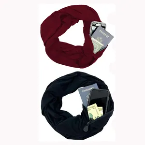 Лидер продаж, Женский легкий шарф бесконечности для путешествий со скрытым карманом на молнии, многофункциональный шарф-петля