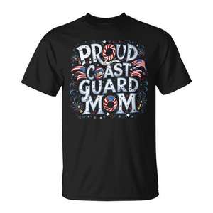 Camiseta Proud Us Coast Guard Mom con diseño patriótico, color negro, talla mediana - Product Image 1