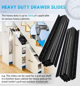 Glissières de <span class=keywords><strong>tiroir</strong></span> à montage <span class=keywords><strong>sous</strong></span> plan robustes de 24 pouces, extension complète, rails métalliques à roulements à billes, montage en bas, dissimulées, pour chambre à coucher, salle de sport - Product Image 2