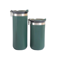 Vaso Térmico de Acero Inoxidable 304 de Doble Capa con Asa y Tapa, Capacidad de 20oz, Sistema de Elevación con Anillo para Exteriores, Taza de Café para Ciclismo