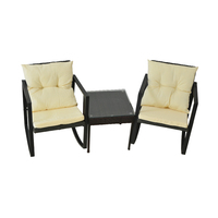 Fauteuil à bascule moderne en rotin PE, confortable, léger, portable, pour l'extérieur, design en osier, avec coussin et structure en acier, pour chambre à coucher