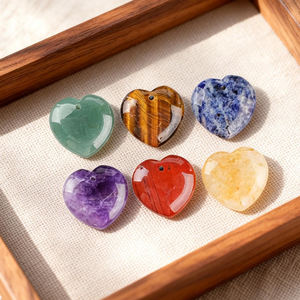 Collar con Colgante de Corazón de Cristal Natural Perforado de 30 mm, Gema de Ágata Tallada en Forma de Corazón, Cuarzo Rosa, Corazón de Durazno, con Cuerda Trenzada - Product Image 6