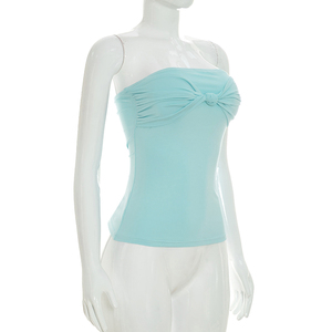 Viviblook D26TP224 Top Corto sin Mangas para Mujer, Sexy, para Vacaciones, Color Sólido, con Tiras Ajustables en la Cintura - Product Image 3