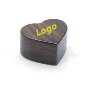 Custom Logo Wood Ring Box Heart Shape Packaging Wooden Mini Boxing Ring Wedding Jewelry Engagement <b>Slim</b> Display <b>Storage</b> Box - Product Image 2