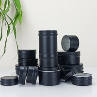 Pots en métal noir à bas prix de 5 ml, 15 ml, 30 ml, 50 ml, 60 ml, 100 ml, 150 ml, et pots en aluminium noir mat de 5 g, 15 g, 30 g, 50 g, 60 g, 80 g, 100 g, 150 g