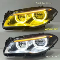 Faros Delanteros HETOP F10 2010-2017, Doble Color, Serie Ikon 5, Luces Delanteras LED Amarillas y Blancas con Lente Láser, Plug and Play para BMW