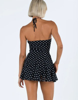 Robe Courte Élégante Joydressing Noire à Pois, Col Halter, Sexy, Dos Nu, Coupe Trapèze, pour Soirées Estivales – Vente en Gros, Fournisseur Personnalisé