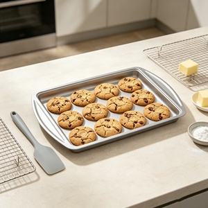 Plaque à pâtisserie 10x15 pouces avec poignée ergonomique et revêtement antiadhésif de qualité supérieure pour la pâtisserie à domicile - Product Image 1