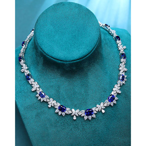 <span class=keywords><strong>Collana</strong></span> da Donna di Lusso con <span class=keywords><strong>Zaffiro</strong></span> Blu Sintetico in Argento 925, Gioiello di Moda con <span class=keywords><strong>Diamanti</strong></span> a Forma di Fiore - Grande Successo di Vendita - Product Image 1