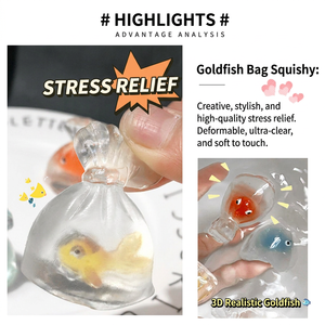 Sac transparent en forme de poisson rouge en TPR, jouet souple à presser - Jouet anti-stress à pincer pour les deux sexes à partir de 14 ans - Product Image 6