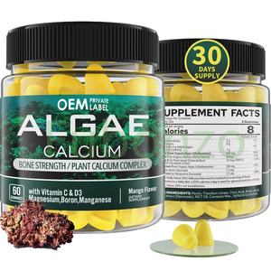Alghe Private Label calcio Gummies calcio alghe calcio con vitamina D3 + k2 magnesio Manganese integratore di calcio per la salute delle ossa - Product Image 1
