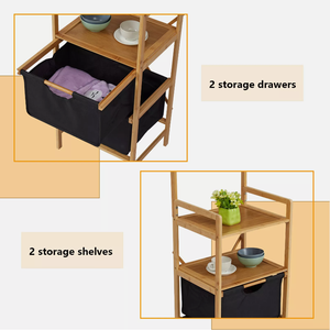 Étagère <span class=keywords><strong>de</strong></span> <span class=keywords><strong>rangement</strong></span> <span class=keywords><strong>de</strong></span> salle <span class=keywords><strong>de</strong></span> bain en bambou personnalisée <span class=keywords><strong>de</strong></span> haute qualité avec miroir échelle <span class=keywords><strong>de</strong></span> toilette tiroir en tissu pour articles divers pour l'organisation - Product Image 4