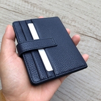 Dompet Koin Kulit Mewah YUBO LEATHER untuk Unisex dengan Penutup Kancing Khusus, Tempat Kartu Nama, Ukuran 4 Inci