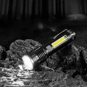 Aluminum 18650 Built-In Battery Rechargeable Telescopic High Power Magnetic Light Led Torch Flashlight Laser