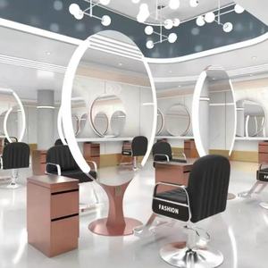 Modern Golden Fashion Salon Chair with <b>LED</b> Mirror Station Cabinet Durable Metal Package Design - Product Image 2