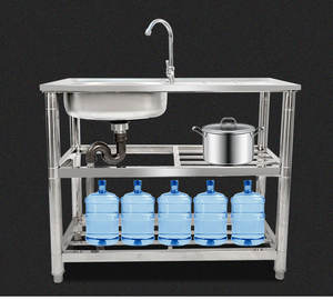 304 נירוסטה בריכת יד יחידה לשטוף כיור עם כף רגל פדלים מסחרי רב תכליתיים לכיור - Product Image 6