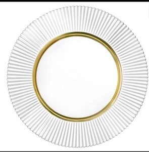 Assiettes de présentation en verre dorées fantaisie pour décoration de mariage en gros - Product Image 1
