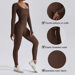 <span class=keywords><strong>Tuta</strong></span> Sportiva Calda in Peluche per <span class=keywords><strong>Donna</strong></span>, Completo Fitness Monopezzo, Set Invernale da Palestra, <span class=keywords><strong>Maniche</strong></span> <span class=keywords><strong>Lunghe</strong></span>, Body Nero per Esercizio - Product Image 5