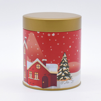 Boîte en métal ronde personnalisée pour emballage cadeau de Noël, chocolat, bonbons, biscuits, café, thé, boîte en métal pour thé