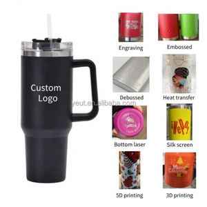 Custom Logo 40oz <b>Large</b> Capacity Stainless Steel Insulated Cup with New Car Suction Tube Ice Cream Cup 40oz Tumbler With Handle - Product Image 4