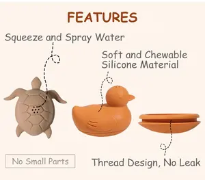 Bpa Free Rubber Kid Baby Bath Tub Duck Toy Neutral Custom Water Spray Silicone Animal Bath Toy Octopus Dolphin Kids Bath Tub Toy