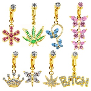Gaby Offre Spéciale plaqué or non-<span class=keywords><strong>piercing</strong></span> lapin chat <span class=keywords><strong>nombril</strong></span> anneaux faux papillon bijoux de corps pour les mariages - Product Image 3