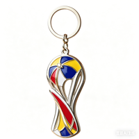 Porte-clés trophée 3D en métal personnalisé, souvenir de club de football, porte-clés de luxe plaqué or et émail pour les fans