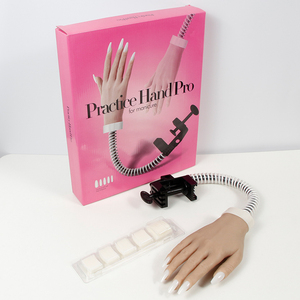 Main d'entraînement en silicone pour la formation en salon, modèle flexible pour la pratique du nail art, support pour 100 embouts, ensemble d'outils de présentation pour mannequin de manucure - Product Image 1
