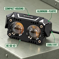 Phare de travail LED à double lentille HSSH 12V 24V, éclairage auxiliaire de conduite, boîtier en aluminium, projecteur avec fonction stroboscopique en option pour camion, VTT, UTV