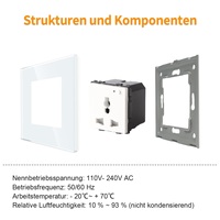 Bingoelec Zigbee Smart Life 16 Ampere Glas-Panel Universalsteckdose mit RF433 Fernbedienungsfunktion Kleiner Knopf