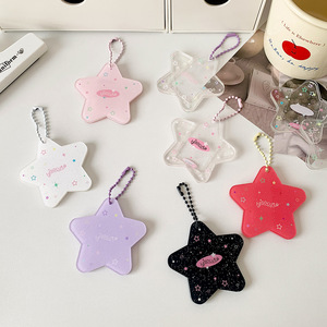 Porte-clés <span class=keywords><strong>photo</strong></span> en acrylique transparent avec clip, motif étoile scintillante, style coréen, pour carte d'identité, accessoires de mode - Product Image 5
