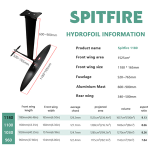 ปีกคาร์บอน Spitfire 1180 รุ่นมืออาชีพ อุปกรณ์อัพเกรดไฮโดรฟอยล์ประสิทธิภาพสูงสำหรับนักเล่นขั้นสูง - Product Image 2