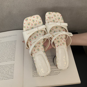 Sandales d'été avec nœud pour femmes Y2530 Petites sandales à <span class=keywords><strong>talon</strong></span> bas à fleurs - Product Image 2