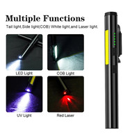 Lampe de poche Portable 3 en 1 à LED UV, torche Rechargeable par USB, Clip de poche magnétique, lampe de travail avec pointeur laser