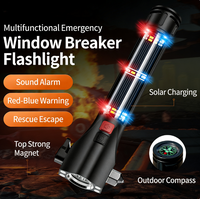 Nouvelle lampe torche tactique LED à énergie solaire, rechargeable par USB, ABS 3.7V IP44, 1000+ lumens, faisceau réglable, camping d'urgence