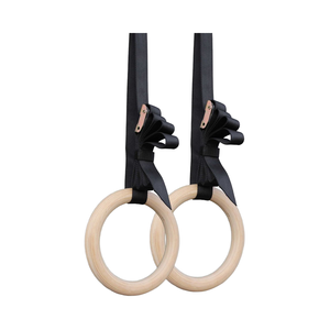 Anillo <span class=keywords><strong>de</strong></span> Gimnasia <span class=keywords><strong>de</strong></span> Madera <span class=keywords><strong>con</strong></span> Correas Ajustables para Ejercicio Físico - Product Image 3
