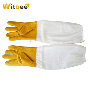 Witbee BG-2-02 Sheepskin Cotton Liner Ventilated Canvas Beekeeper <b>Gloves</b> XL Size <b>Long</b> Sleeves Protective - Product Image 3