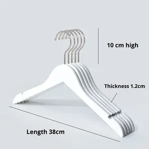 W98 סיטונאי עץ באיכות העליון סיטונאי wanger אישית לוגו הוק ארוך זהב קולבים לבן עבור חנות בגדים - Product Image 5