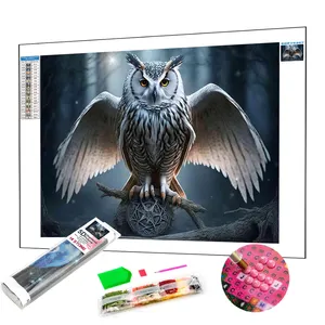 Kit de pinturas a óleo para adultos, animais 5D, coruja majestosa, diamante, pintura DIY, arte para decoração de paredes, artesanato e decoração de paredes