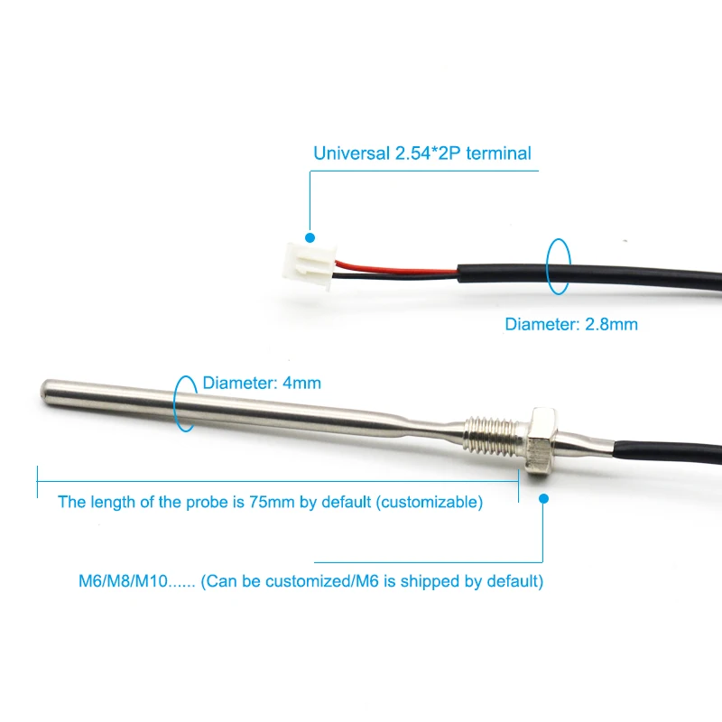 5K 10K 50K 100K 3435 3950 Resistor NTC Thermistor Temperature Sensor Waterproof Probe Wire 1M Customized(图2)