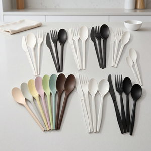 Cuchara-Tenedor Desechable Greenday, Biodegradable, de CPLA, para Postres, Frutas, Helados, Fiestas, Restaurantes, Café, Palillo para Mezclar - Product Image 6
