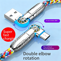 Cable USB Tipo-C Bidireccional Giratorio de 90 Grados, 3.28 Pies, 65W, Trenzado de Nailon, Carga Rápida para Laptop, Tablet, Teléfono, Laptops para Juegos