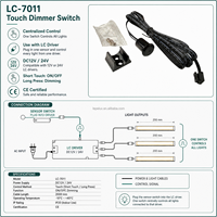Variateur tactile 12V 24V, interrupteur de contrôle central pour bande LED, profilé en aluminium, éclairage linéaire d'armoire et d'étagère LC-7011-21