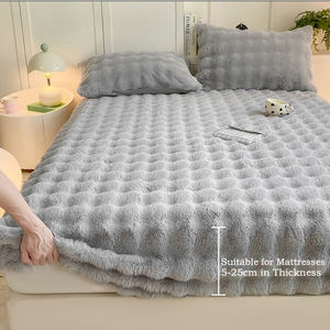 Ropa <strong>De</strong> <strong>Cama</strong> Winter High Elasticity 360&deg; All-Around Wrapping Coverage Rabbit Fur Bubble Fitted Bed Sheets Bedding Sheet Bedskirt - Product Image 2